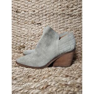 Lucky Brand Saucie Comfort Embossed Croc Suede Ankle Booties Size 8.5 NEW
